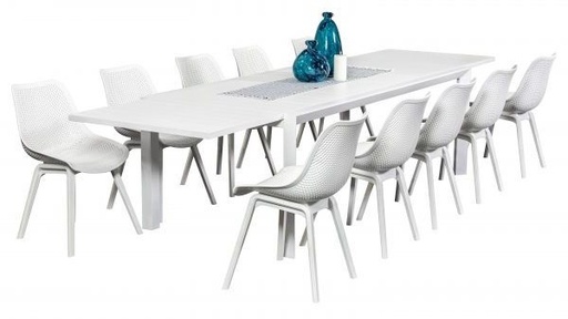 Calais Extension Table & 10 Bronte Chairs White