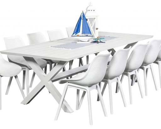 Samui 2.6m Table & 10 Bronte Chairs White