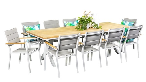 Tribeca 2.6m Table & 10 Chelsea Chairs White