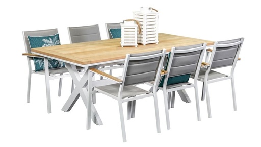 Tribeca 2m Table & 6 Chelsea Chairs White