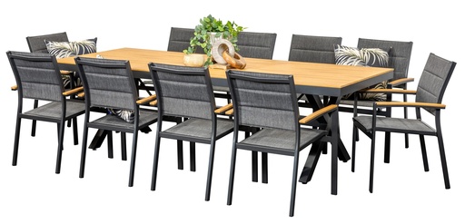 Coast 2.6m Table & 10 Coast Chairs Black