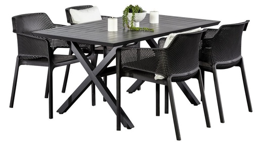Samui 1.5m Table & 4 Paris Chairs Black