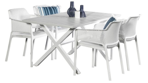Samui 1.5m Table & 4 Paris Chairs White