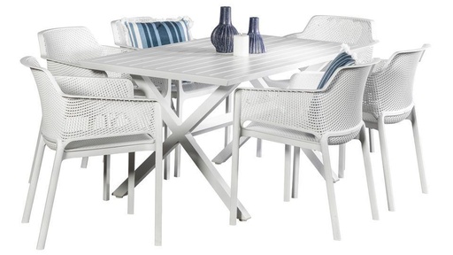 Samui 1.5m Table & 6 Paris Chairs White