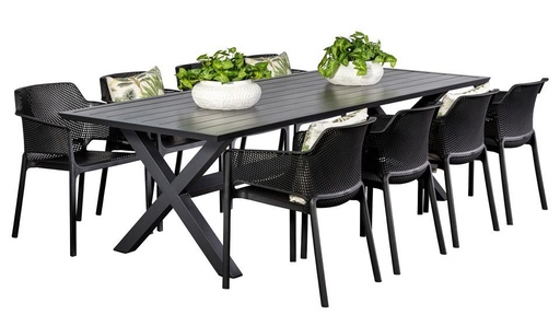 Samui 2.6m Table & 8 Paris Chairs Black