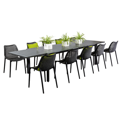 Calais Extension Table & 10 Isla Chairs Black
