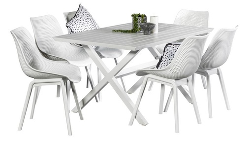 Samui 1.5m Table & 6 Bronte Chairs White