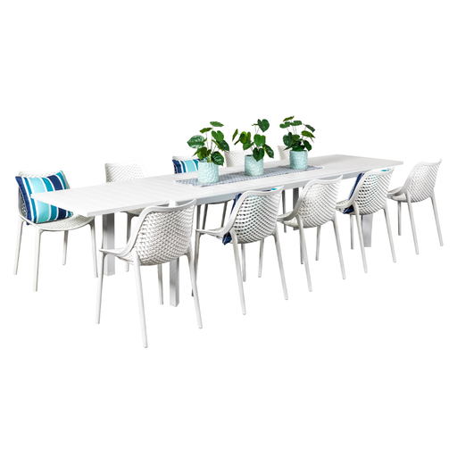 Calais Extension Table & 10 Isla Chairs White
