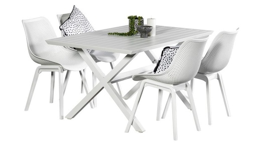 Samui 1.5m Table & 4 Bronte Chairs White