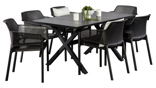 Samui 1.5m Table & 6 Paris Chairs Black
