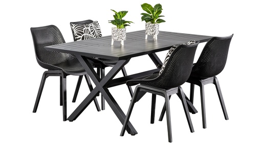 Samui 1.5m Table & 4 Bronte Chairs Black