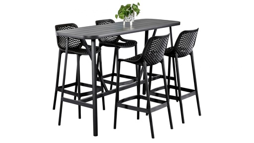 Albi 1.76m Bar Table & 4 Isla Stools Black