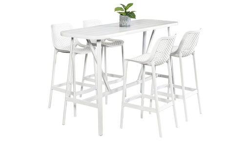 Albi 1.76m Bar Table & 4 Isla Stools White