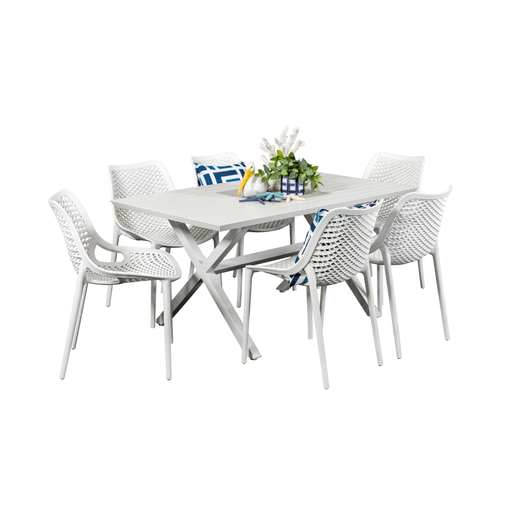 Samui 1.5m Table & 6 Isla Chairs White
