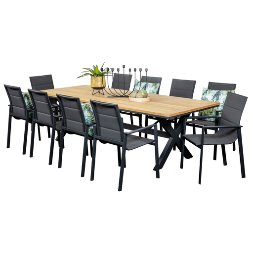 Tribeca 2.6m Table & 10 Lagoon Chairs Black