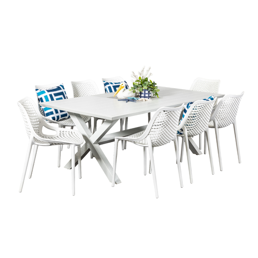 Samui 2m Table & 8 Isla Chairs White