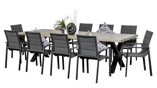 Element GRC 2.8m Table & 10 Lagoon Chairs Black