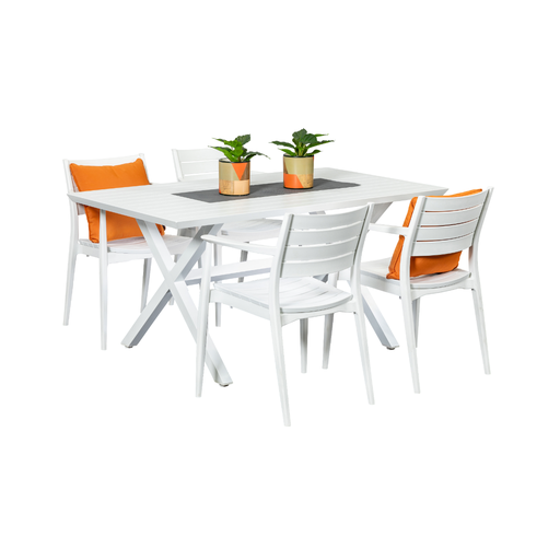 Samui 1.5m Table & 4 Lyon Chairs White