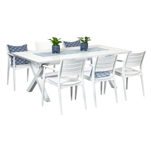 Samui 2m Table & 6 Lyon Chairs White