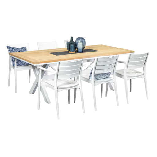 Tribeca 2m Table & 6 Lyon Chairs White