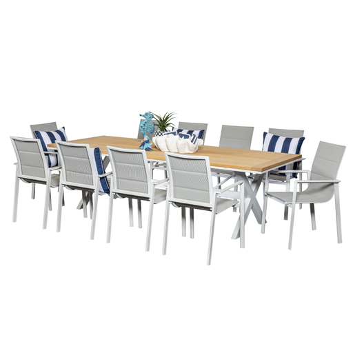 Tribeca 2.6m Table & 10 Lagoon Chairs White 
