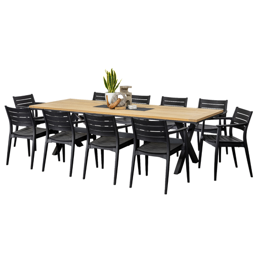 Tribeca 2.6m Table & 10 Lyon Chairs Black 