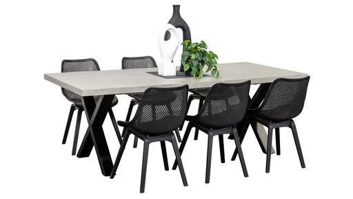 Element 2.2m Table & 6 Bronte Chairs Black