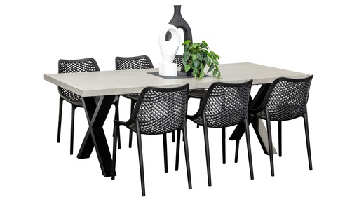 Element 2.2m Table & 6 Isla Chairs Black