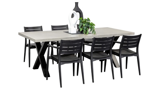 Element 2.2m Table & 6 Lyon Chairs Black