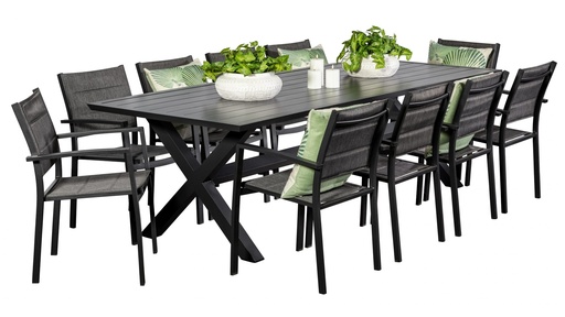 Samui 2.6m Table & 10 Whitby Chairs Black
