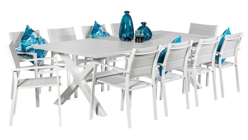 Samui 2.6m Table & 10 Whitby Chairs White