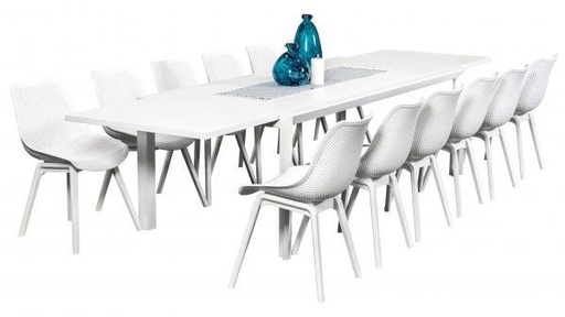 Calais Extension Table & 12 Bronte Chairs White