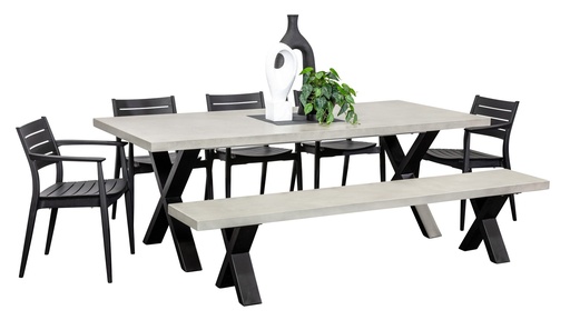 Element 2.2m Table, Bench & 5 Lyon Chairs Black