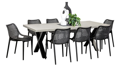 Element 2.2m Table & 8 Isla Chairs Black