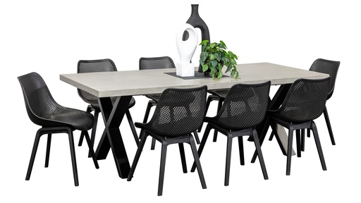 Element 2.2m Table & 8 Bronte Chairs Black