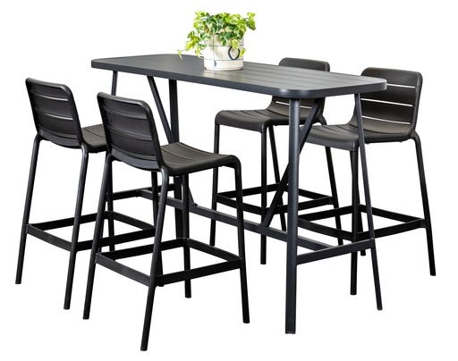 Albi 1.76m Bar Table & 4 Stecca Stools Black