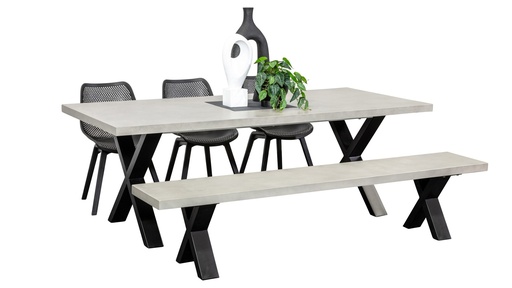 Element 2.2m Table, Bench & 3 Bronte Chairs Black