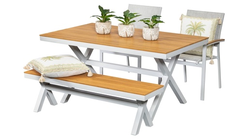 Coast 1.5m Table, Bench & 2 Coast Chairs White
