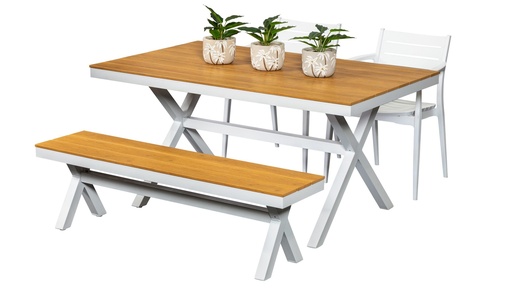 Coast 1.5m Table, Bench & 2 Lyon Chairs White