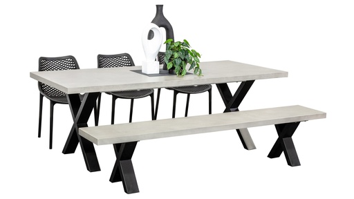 Element 2.2m Table, Bench & 3 Isla Chairs Black