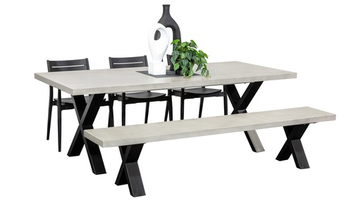 Element 2.2m Table, Bench & 3 Lyon Chairs Black