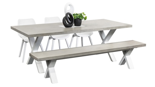 Element 2.2m Table, Bench & 3 Bronte Chairs White