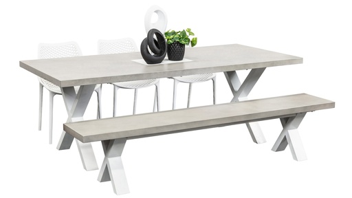 Element 2.2m Table, Bench & 3 Isla Chairs White