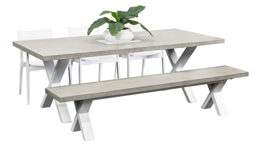 Element 2.2m Table, Bench & 3 Lyon Chairs White