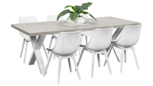 Element 2.2m Table & 6 Bronte Chairs White