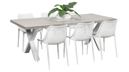 Element 2.2m Table & 6 Isla Chairs White