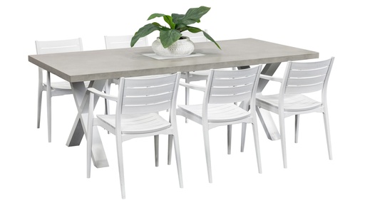 Element 2.2m Table & 6 Lyon Chairs White