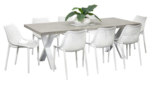 Element 2.2m Table & 8 Isla Chairs White