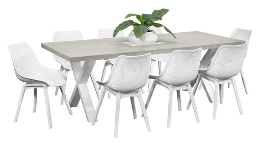 Element 2.2m Table & 8 Bronte Chairs White
