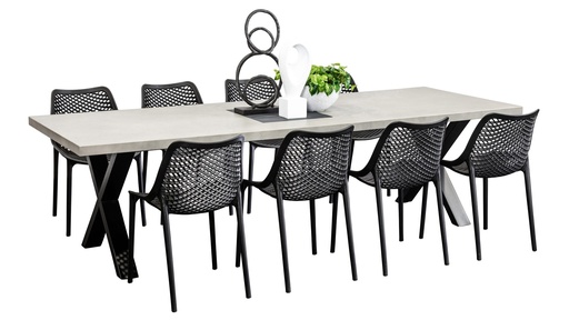 Element 2.8m Table & 8 Isla Chairs Black